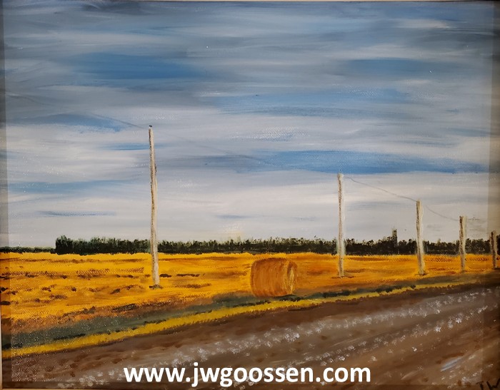 Canadian Mennonite Artist, JW Goossen original painting titled The Long Road