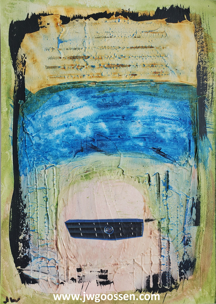 JW Goossen's Caddy mixed media painting from his Mixed Media Artwork Series...
