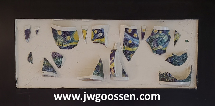 More info on JW Goossen's Cracked Cup 2 framed  mixed media artwork...