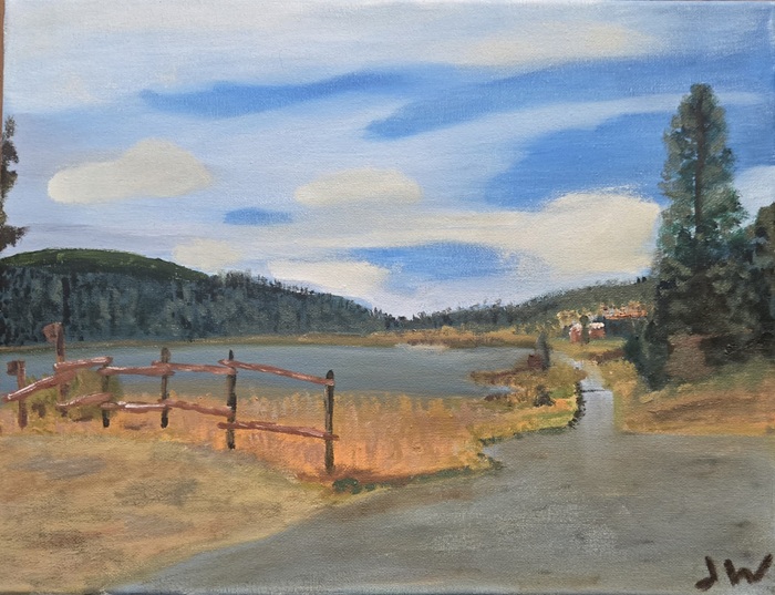 Canadian Mennonite Artist, JW Goossen original art piece titled LLJ Small Lake